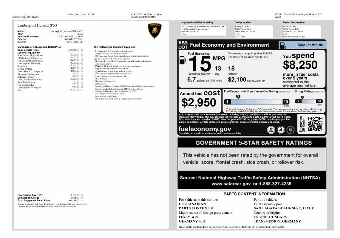 2022 Lamborghini Huracan STO Coupe